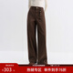 范思藍恩設計感復古水洗繡花牛仔褲2025冬裝新款顯瘦香蕉鐮刀褲子 榛果咖 L