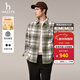 哈吉斯（HAZZYS）男裝秋冬襯衫長(cháng)袖男士外套PHIZ系列厚款保暖外搭格紋男襯衣 茶綠色OG M （170/92A 46）