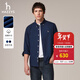 哈吉斯（HAZZYS）男裝 秋款純棉男士襯衣外穿牛仔長(cháng)袖襯衫男ASCZK1CCX44 深藍色DL XL （180/100A 50）