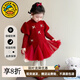 G.duck小黃鴨童裝女童加絨連衣裙秋冬季兒童毛呢裙子女寶寶冬裝拜年服 加絨連衣裙 130 cm 碼建議120-130cm7-8歲