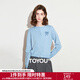 初語(yǔ)蝴蝶結刺繡針織衫圓領(lǐng)上衣女2025秋季新款撞色減齡開(kāi)衫 天藍色 L