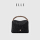ELLE小方包包女新款黑色38女神節禮物單肩包輕奢手提包通勤高級斜挎包 典雅黑