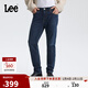 Lee25冬新舒適中腰錐形磨毛深藍色男保暖牛仔褲潮 深藍色 32