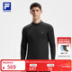 斐樂(lè ) 斐樂(lè )官方男子針織長(cháng)袖上衣2025冬季新款健身運動(dòng)加絨基礎長(cháng)T 深黑-BK L 175/96A/L
