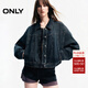 ONLY2025秋季新款時(shí)尚復古做舊朋克風(fēng)翻領(lǐng)牛仔短外套女|125154011 E12 野馬棕色 L