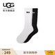 UGG春季男士舒適純色簡(jiǎn)約休閑帶徽標2雙裝后跟襪套裝 1172201 WBLC | 白色/黑色 均碼