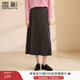 香影灰色a字半身裙女2025冬季新款百褶裙中長(cháng)款垂感通勤高腰傘裙 中灰 L 165/68A/110-125斤