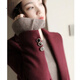 clotho Rennie品牌女裝羊毛呢西裝外套女中長(cháng)款2026春秋新款韓版修身顯瘦西服 酒紅色 M 建議100-109斤