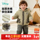 迪士尼（Disney）男童夾棉保暖外穿卡通立體米奇外套褲子加絨套裝兩件套秋 綠咖 100