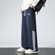 Y-3阿迪三葉草刺繡標潮運動(dòng)衛褲寬松直筒休閑褲春秋冬款男女款長(cháng)褲子 深藍色【春秋款】 L 建議體重110~130斤