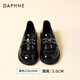 達芙妮真皮時(shí)尚樂(lè )福鞋女2026春季新款粗跟英倫風(fēng)通勤單鞋加絨一腳蹬女鞋 黑色 【亮面百搭-通勤單品】 39