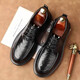男士英倫風(fēng)商務(wù)休閑皮鞋防滑厚底低幫正裝皮鞋 （貨號8983）黑色 40