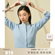 beanpole【新品】濱波  春夏女士全棉甜美麻花絞花圓領(lǐng)針織開(kāi)衫 天藍色 S 160/84A