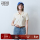 Teenie Weenie小熊女裝簡(jiǎn)約休閑夏季短袖POLO衫T恤時(shí)尚潮流短款上衣 淺卡其色 160/S