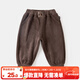 嘟嘟家寶寶加絨褲子冬裝男童加厚棉褲女童保暖冬季休閑褲兒童束腳褲冬款 咖色 120