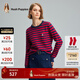 暇步士（Hush Puppies）女裝秋季復古撞色條紋百搭圓領(lǐng)套頭毛衣女 362藍紅 M