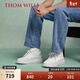 THOM WILLS男鞋小白鞋冬季內增高厚底休閑布洛克真皮白色板鞋男款 白色G691 41 /7.5碼