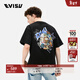 EVISU福神 男士涂鴉達摩印花寬松短袖T恤 黑色 L 【寬松可選小1個(gè)尺碼】