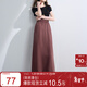 三彩2025夏季新款高腰半身裙復古小黑裙顯瘦直筒裙長(cháng)裙垂感M