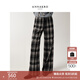 玖姿·安娜蔻松弛慵懶風(fēng)復古格紋加絨寬松休閑闊腿褲女2025冬季新款 格黑色 M