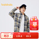 巴拉巴拉童裝男童襯衫長(cháng)袖中大童格子印花襯衣秋冬加絨上衣潮 卡黑色調00459 150cm