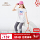 英氏（YEEHOO）女童套裝兒童短袖t恤打底褲夏季薄款時(shí)尚運動(dòng)中大童裝洋氣夏裝新 運動(dòng)短袖白色 130