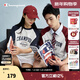 Champion冠軍短袖插肩袖圓領(lǐng)25夏季新款刺繡純棉T恤撞色拼接潮牌 灰色藍色拼接 M