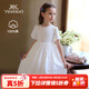 英氏（YEEHOO）女童裙子兒童衣服夏季時(shí)尚淑女休閑風(fēng)連衣裙夏裝新款可愛(ài)中小童裝 生如夏花-白色 【100%棉】 120