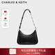 CHARLES&KEITH拉鏈簡(jiǎn)約通勤輕便鏈條腋下包生日禮物新年禮物送女友CK2-20271604 Noir黑色 S