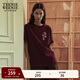 Teenie Weenie小熊女裝t恤2025夏季新款寬松白色休閑圓領(lǐng)短袖上衣 酒紅色 L