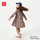 優(yōu)衣庫童裝女童格子連衣裙/長(cháng)袖田園風(fēng)裙子481492 24 亮橙色 150