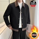 軒森圖春秋季男士輕熟風(fēng)夾克外套男款寬松大碼拼接撞色上衣胖子顯瘦搭配 jk505黑色加棉款 加厚 XL (175) 建議140-160斤