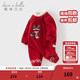 戴維貝拉（DAVE＆BELLA）滿(mǎn)月寶寶衣服初生嬰兒毛衣爬服國風(fēng)小童連體衣冬裝新年幼童睡衣 中國紅【現貨】 73cm （建議身高66-73cm）