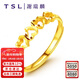 謝瑞麟（TSL）新年禮物黃金戒指心連心女開(kāi)口鏤空結婚足金指環(huán)YL950 約1.75g