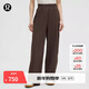 lululemon丨Stretch Woven 女士腰部褶邊闊腿褲 LW5HTOA 濃縮咖啡色 M