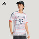 adidas拜仁慕尼黑球迷版客場(chǎng)速干足球短袖球衣男夏季阿迪達斯 白色   M
