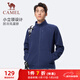 駱駝（CAMEL）雙面搖粒絨外套男裝立領(lǐng)運動(dòng)抓絨上衣 J15CAXLN001 墨藍 L