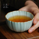 青澹汝窯茶杯純手工景德鎮天青色陶瓷冰裂釉茶杯汝瓷品茗杯茶具菊瓣杯 菊瓣杯約110ml  開(kāi)片可養