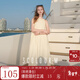 三彩2025夏季新款掛脖連衣裙無(wú)袖寬松A字裙氛圍感長(cháng)裙度假M 嫩黃色 M 160/84A