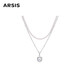 Arsis【明星同款】鴻運雙層疊鏈虎眼石項鏈紅色吊墜送女友情人節禮物