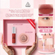 3ce奶唇泥啞光柔霧唇釉唇彩口紅持久鐵銹棕布朗尼不易脫妝女生禮物H 【禮盒禮袋裝】楓糖肉桂1.6g+裸粉色3g+腮紅刷+手持鏡