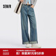 森馬（Semir）森柔牛仔|商場(chǎng)同款牛仔褲女翻邊長(cháng)褲2025秋季闊腿褲103525124007A