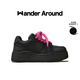 WANDER AROUND漫行2024春秋新款暗夜黑厚底增高板鞋低幫休閑鞋女 暗夜黑 單層 37