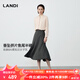 藍地（LANDI）[紙片人顯瘦力]鉛筆灰垂墜拼片中長(cháng)魚(yú)尾半裙女2025秋冬新品 鉛筆灰 L