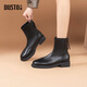 dusto大東冬季新款女短靴時(shí)裝靴女圓頭低跟拉鏈粗跟短靴女鞋