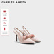 CHARLES&KEITH緞面蝴蝶結尖頭高跟涼鞋女生日禮物新年禮物送女友CK1-60361556 Light Pink淺粉色 37
