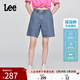 Lee涼涼褲25新品經(jīng)典五袋款設計輕薄天絲女百慕大牛仔短褲顯瘦潮 中藍色 25