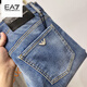 EMPORIO ARMANI EA7阿瑪尼秋冬季新款牛仔褲男修身小直筒彈力輕奢男裝小腳長(cháng)褲子 中藍6067款 32 碼2尺5