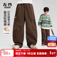 左西男童加絨褲子保暖2025新款兒童冬裝加厚燈芯絨長(cháng)褲潮 咖棕色 140