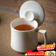 兮元記羊脂玉瓷茶杯馬克杯辦公室陶瓷個(gè)人專(zhuān)用帶蓋水杯家用輕奢定制杯子 羊脂玉瓷言宋水杯（純色）【簡(jiǎn)裝】